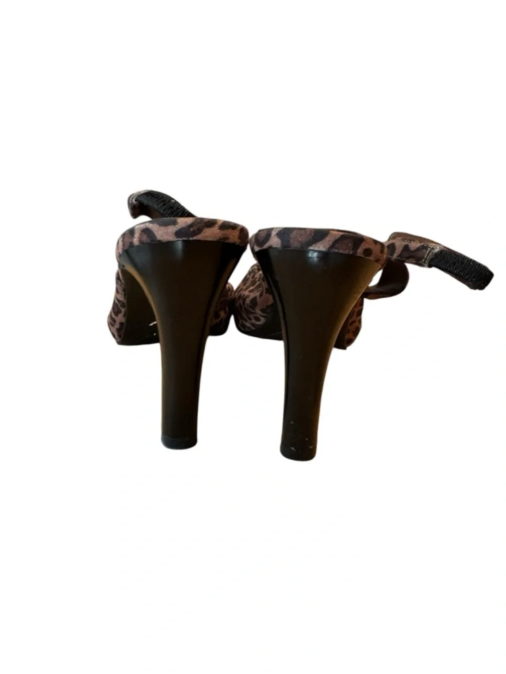 Fioni Leopard Print Peep-Toe Slingback Heels - Brown‎